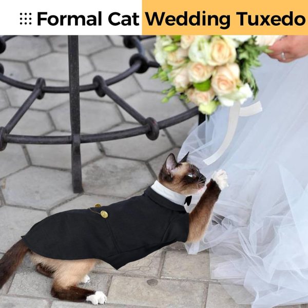 DENTRUN Cat Tuxedo Suit Tie Outfit Formal Pet Apparel-6