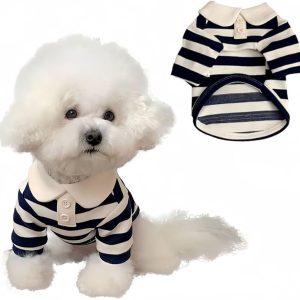 MANON ROSA Dog Polo Shirt Striped Breathable Small Breeds-0
