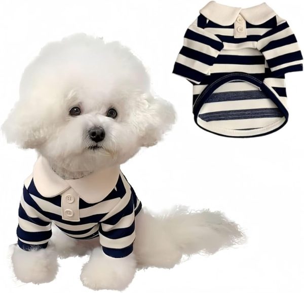 MANON ROSA Dog Polo Shirt Striped Breathable Small Breeds-0