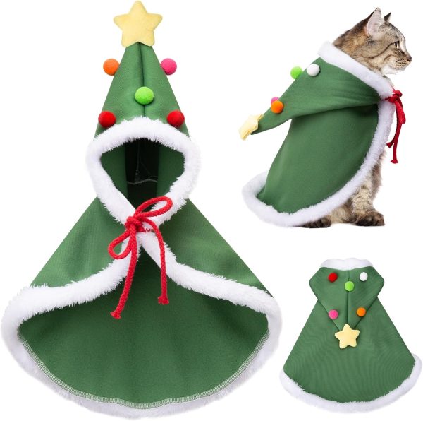 ONCOFAN Christmas Pet Cape Green Fleece Cat Dog Apparel-0