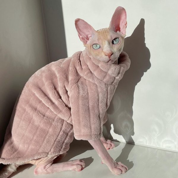 Kitipcoo Cat Sweater Coral Fleece Warm Hairless Pet Apparel-2