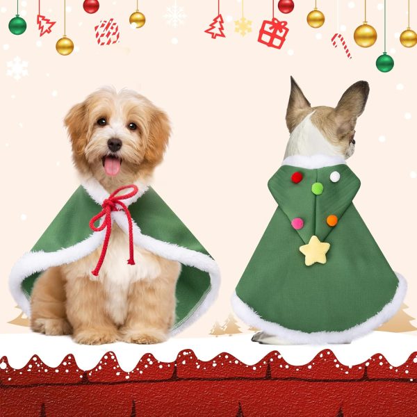 ONCOFAN Christmas Pet Cape Green Fleece Cat Dog Apparel-3