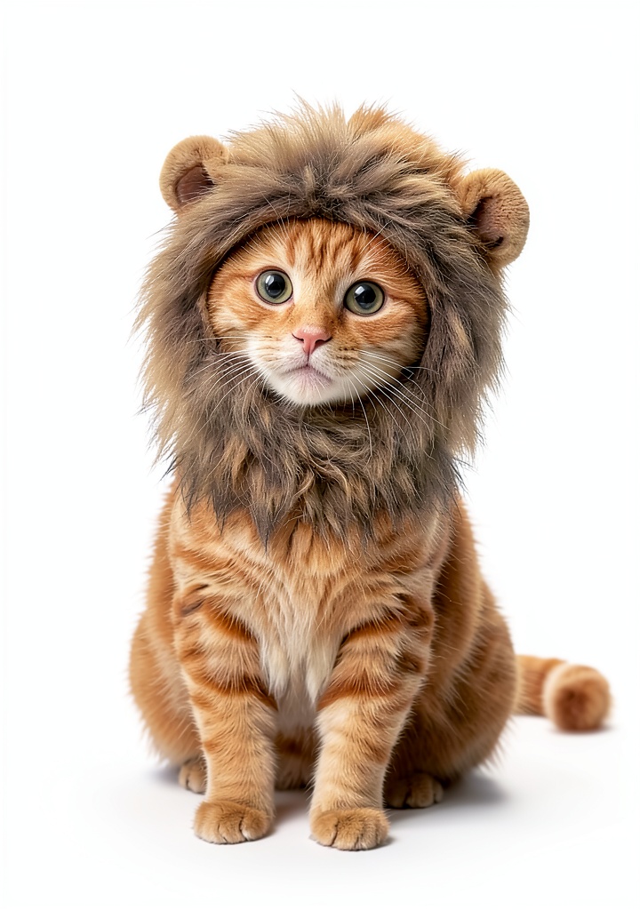 OMG Adorables lion costume on a cat showing the fluffy mane and plush ears