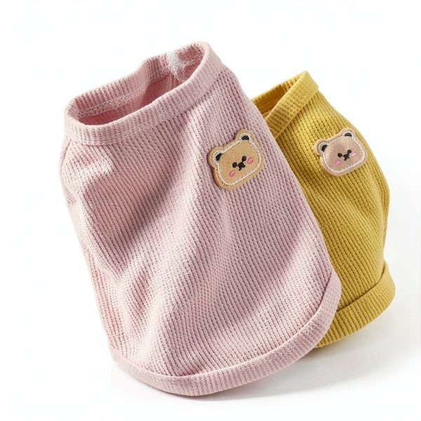 Maqilo Pet Tank Top Waffle Knit Bear Design Sphynx Cats-2