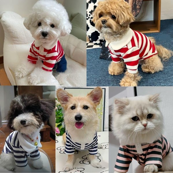 MANON ROSA Dog Polo Shirt Striped Breathable Small Breeds-4