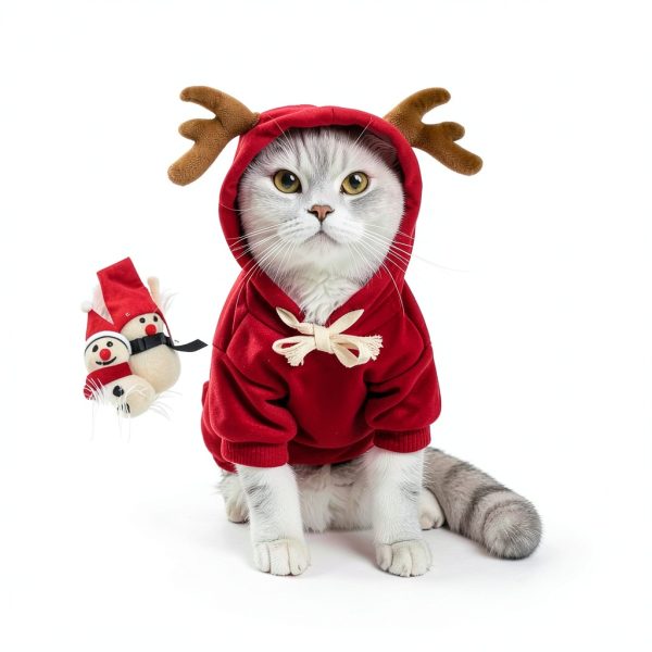 Maruomiki Pet Hoodie Elk Pocket Sweater Polyester Christmas-5