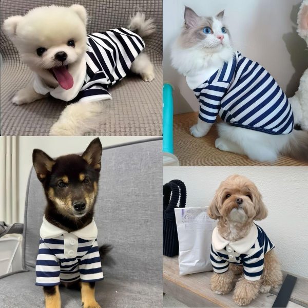 MANON ROSA Dog Polo Shirt Striped Breathable Small Breeds-1