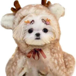 ANIAC Christmas Dog Costume Fleece Reindeer Pet Apparel-0