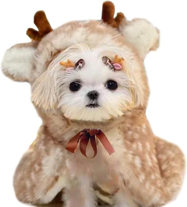 ANIAC Christmas Dog Costume Fleece Reindeer Pet Apparel-0