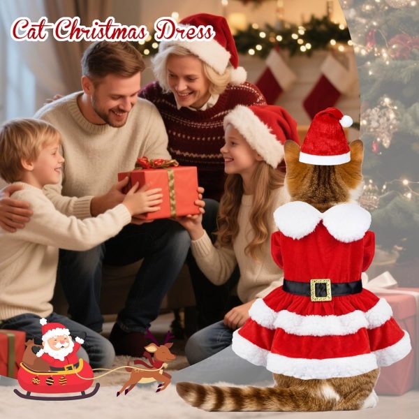 PAYHTOW Pet Christmas Dress Santa Outfit Cat Dog Apparel-1