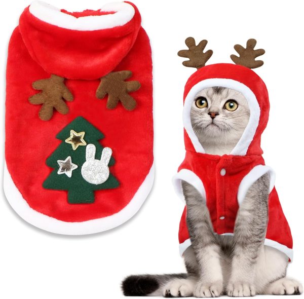 GOYOSWA Dog Christmas Outfit Red Soft Material Easy Wear-0