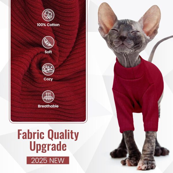 DENTRUN Hairless Cat Shirt Cotton Comfort Fit Sizes Colors-3