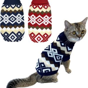 Vehomy Pet Sweaters Acrylic Warm Christmas Plaid Design-0