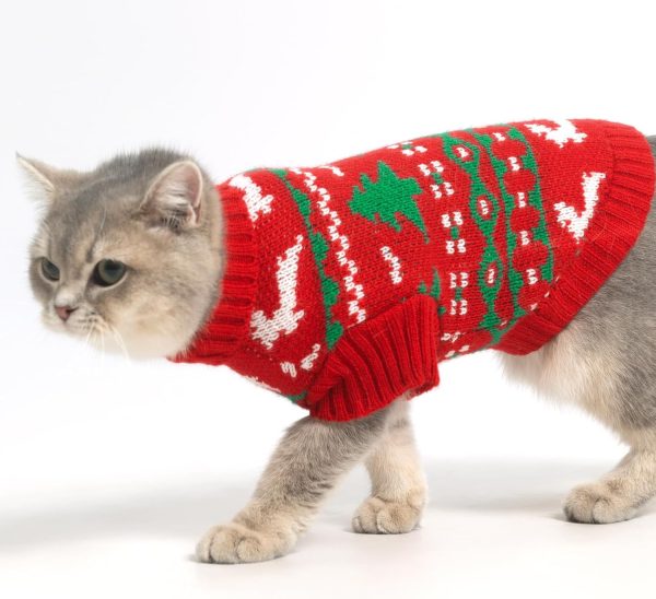 KOOLTAIL Cat Christmas Sweater Soft Acrylic Pet Apparel-4