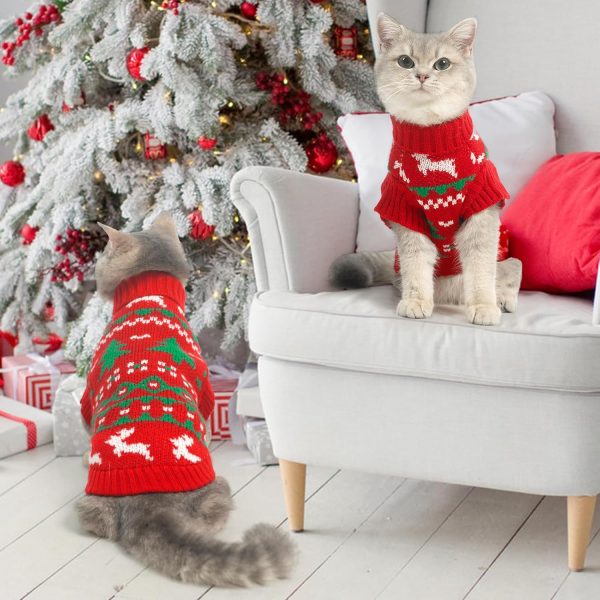 KOOLTAIL Cat Christmas Sweater Soft Acrylic Pet Apparel-5
