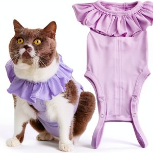 Kukaster Cat Recovery Suit Cotton Elastic Wound Protection-0