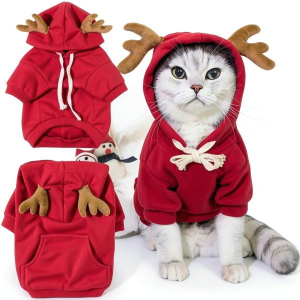 Maruomiki Pet Hoodie Elk Pocket Sweater Polyester Christmas-1