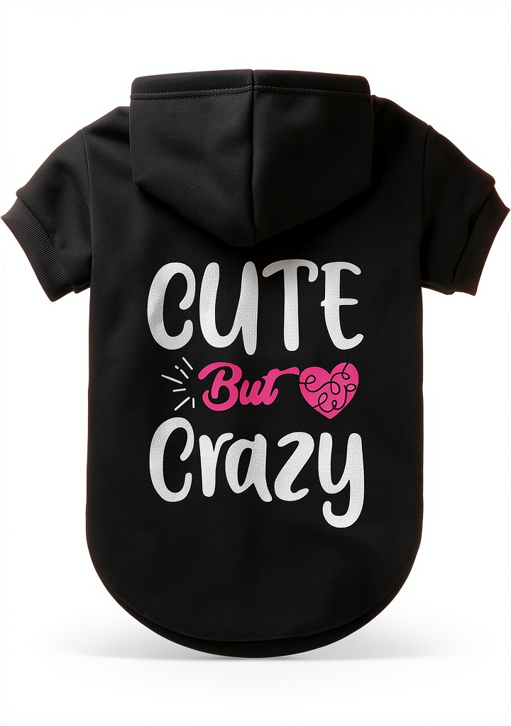 EXPAWLORER Dog Hoodie in black with ribbed cuffs and leash hole