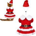 PAYHTOW Pet Christmas Dress Santa Outfit Cat Dog Apparel-0