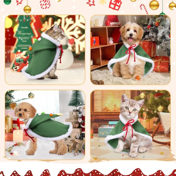 ONCOFAN Christmas Pet Cape Green Fleece Cat Dog Apparel-5