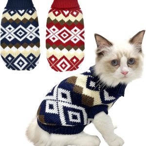 Vehomy Pet Sweaters Acrylic Warm Christmas Plaid Design-0
