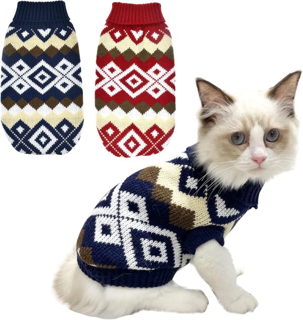 Vehomy Pet Sweaters Acrylic Warm Christmas Plaid Design-0