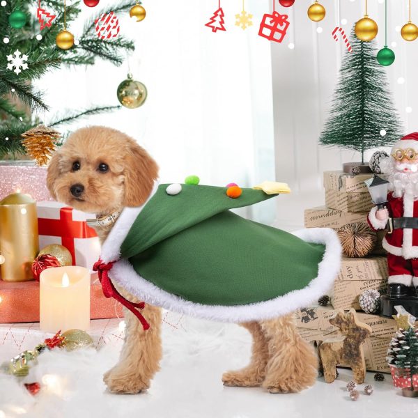 ONCOFAN Christmas Pet Cape Green Fleece Cat Dog Apparel-4