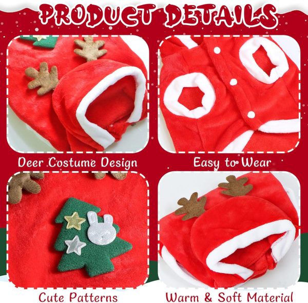 GOYOSWA Dog Christmas Outfit Red Soft Material Easy Wear-3