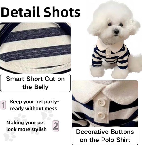 MANON ROSA Dog Polo Shirt Striped Breathable Small Breeds-2