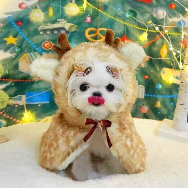 ANIAC Christmas Dog Costume Fleece Reindeer Pet Apparel-2