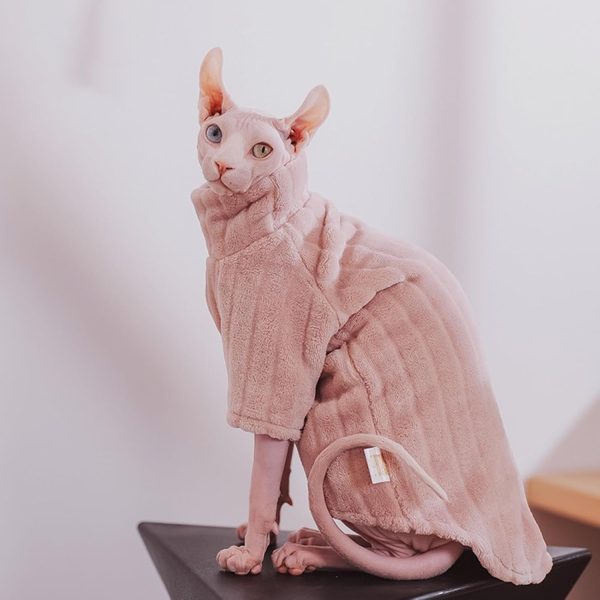 Kitipcoo Cat Sweater Coral Fleece Warm Hairless Pet Apparel-4