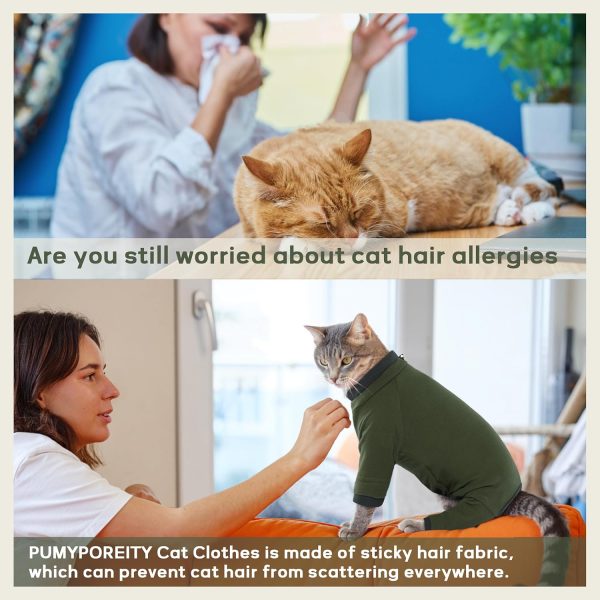 PUMYPOREITY Cat Onesie Sticky Hair Fabric Recovery Suit-1