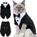 DENTRUN Cat Tuxedo Suit Tie Outfit Formal Pet Apparel-0