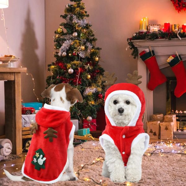 GOYOSWA Dog Christmas Outfit Red Soft Material Easy Wear-5