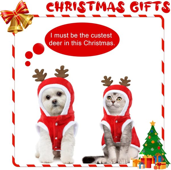 GOYOSWA Dog Christmas Outfit Red Soft Material Easy Wear-1