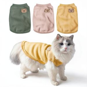 Maqilo Pet Tank Top Waffle Knit Bear Design Sphynx Cats-0