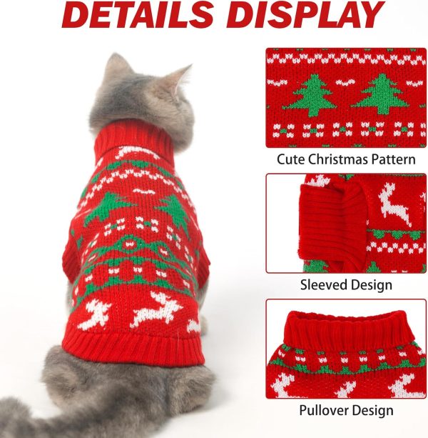 KOOLTAIL Cat Christmas Sweater Soft Acrylic Pet Apparel-2