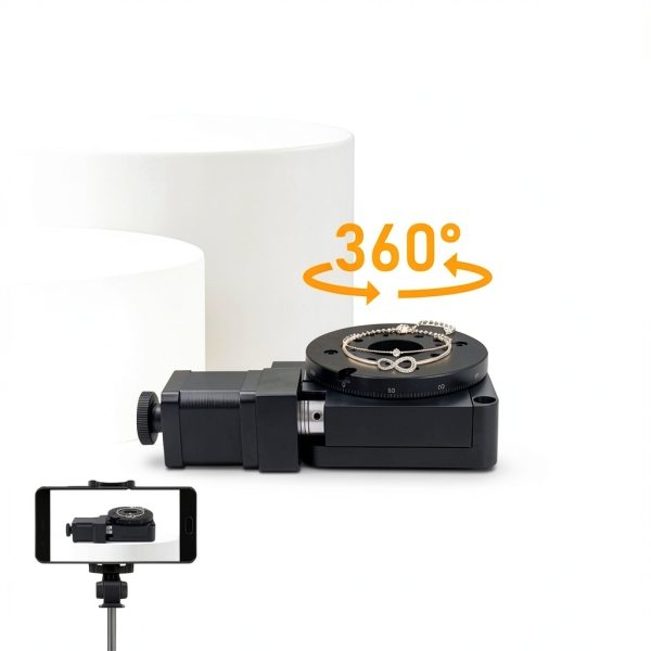 Electric Rotating Platform Machine, HT03RA100 360° Precision Sliding Table, 100mm Bearing Scale High Precision Fine Tuning Optical Stage for 3D Scanning Measurement System-2