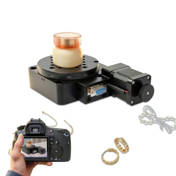 Electric Rotating Platform Machine, HT03RA100 360° Precision Sliding Table, 100mm Bearing Scale High Precision Fine Tuning Optical Stage for 3D Scanning Measurement System-1