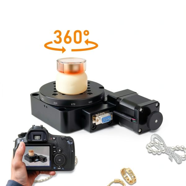 Electric Rotating Platform Machine, HT03RA100 360° Precision Sliding Table, 100mm Bearing Scale High Precision Fine Tuning Optical Stage for 3D Scanning Measurement System-4