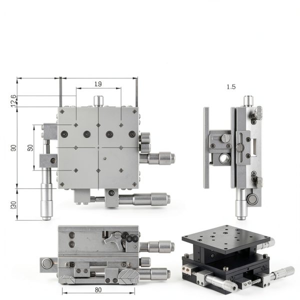 XYZ 3 Axis Manual Linear Stage 90x90mm BORDSTRACT Aluminum Roller-1