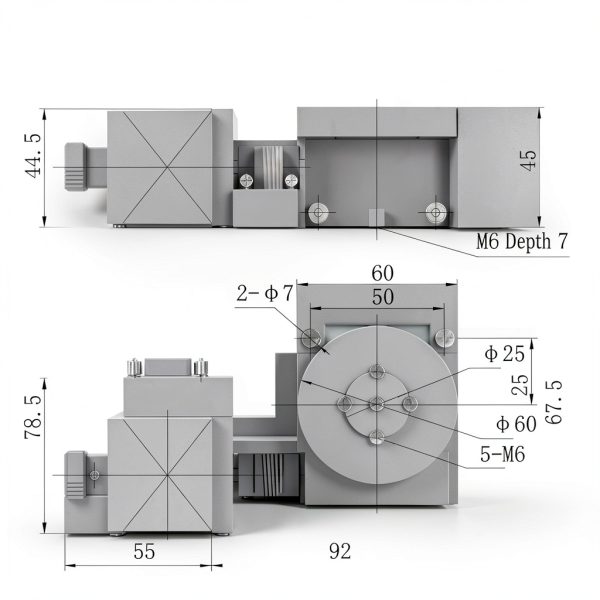 Electric Rotating Platform 2.4" 60mm Bearing Scale Optical Rotation Worm Gear Reducer Ratio 90:1 Motorized Rotary Machine Stage 360° Precision Fine Tuning Table for Laser 3D Scanning-2